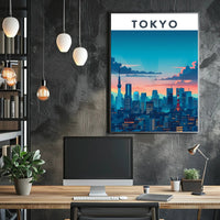 Tokyo Skyline at Sunset Travel Poster