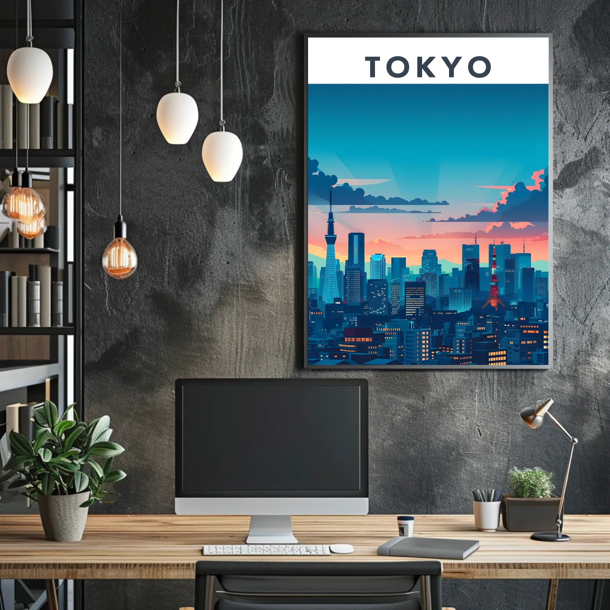 Tokyo Skyline at Sunset Travel Poster