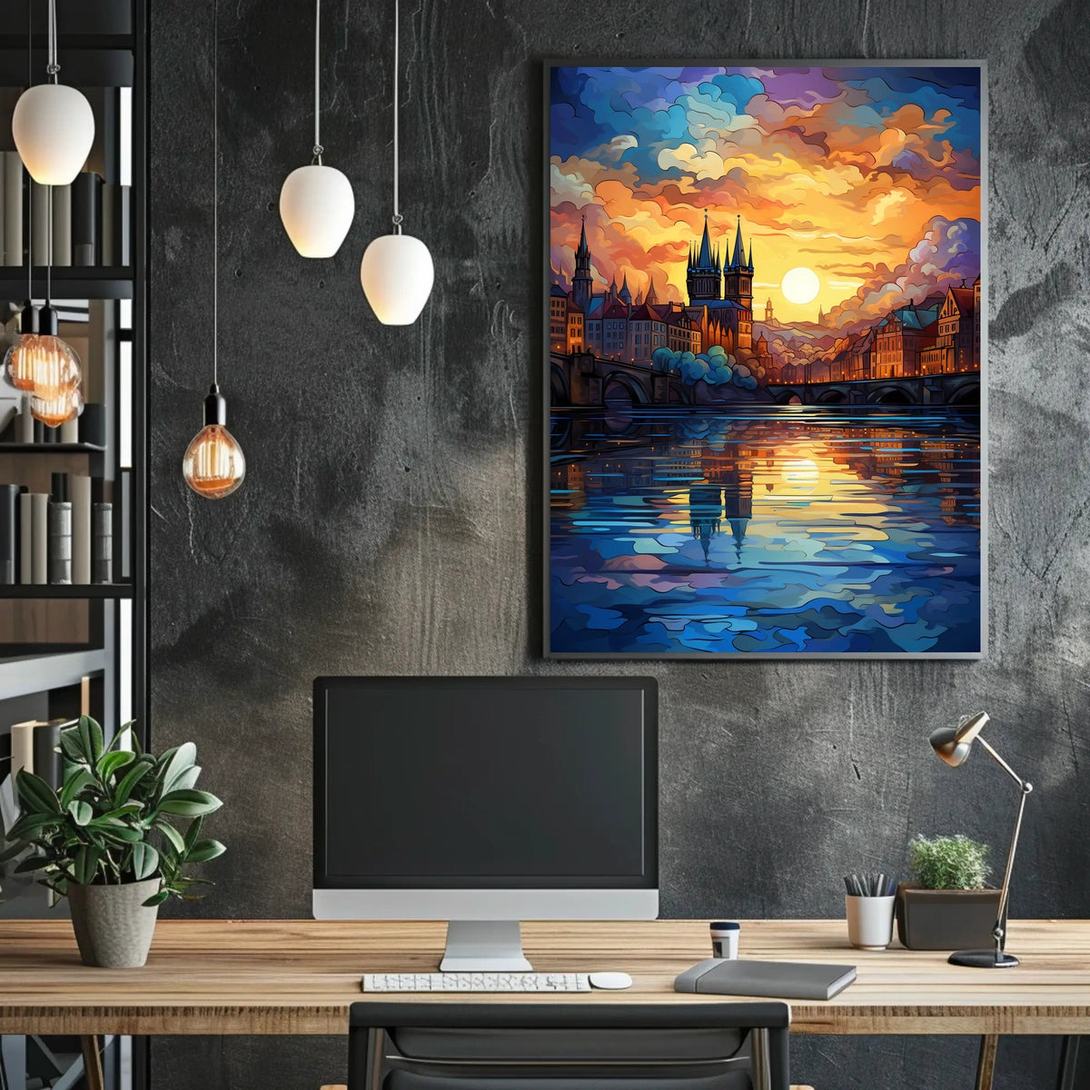 Dreamy Sunrise Gothic Cityscape Travel Poster