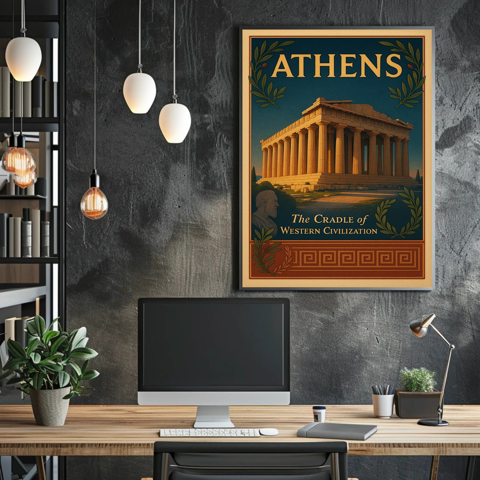 Athens Parthenon Vintage Illustration Cultural or Heritage Poster