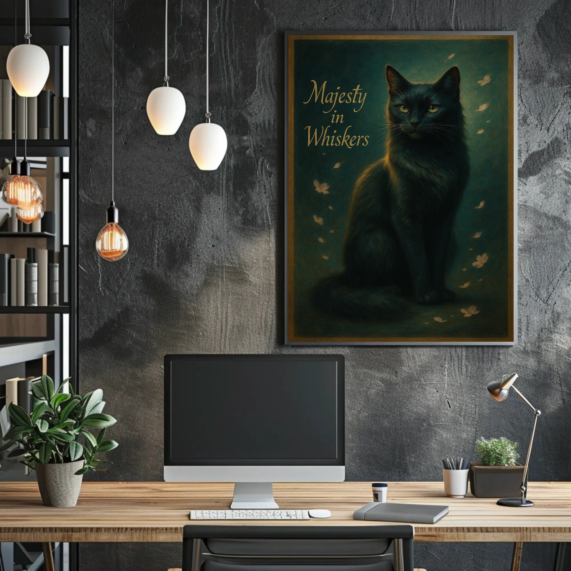 Majestic Dark-Furred Cat Animal Poster