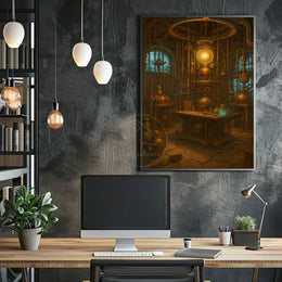 Steampunk Laboratory Exploration in Fantasy or Mythology Poster