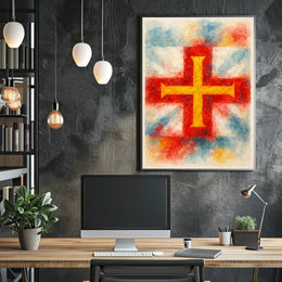 Abstract Cross in Watercolor Poster
