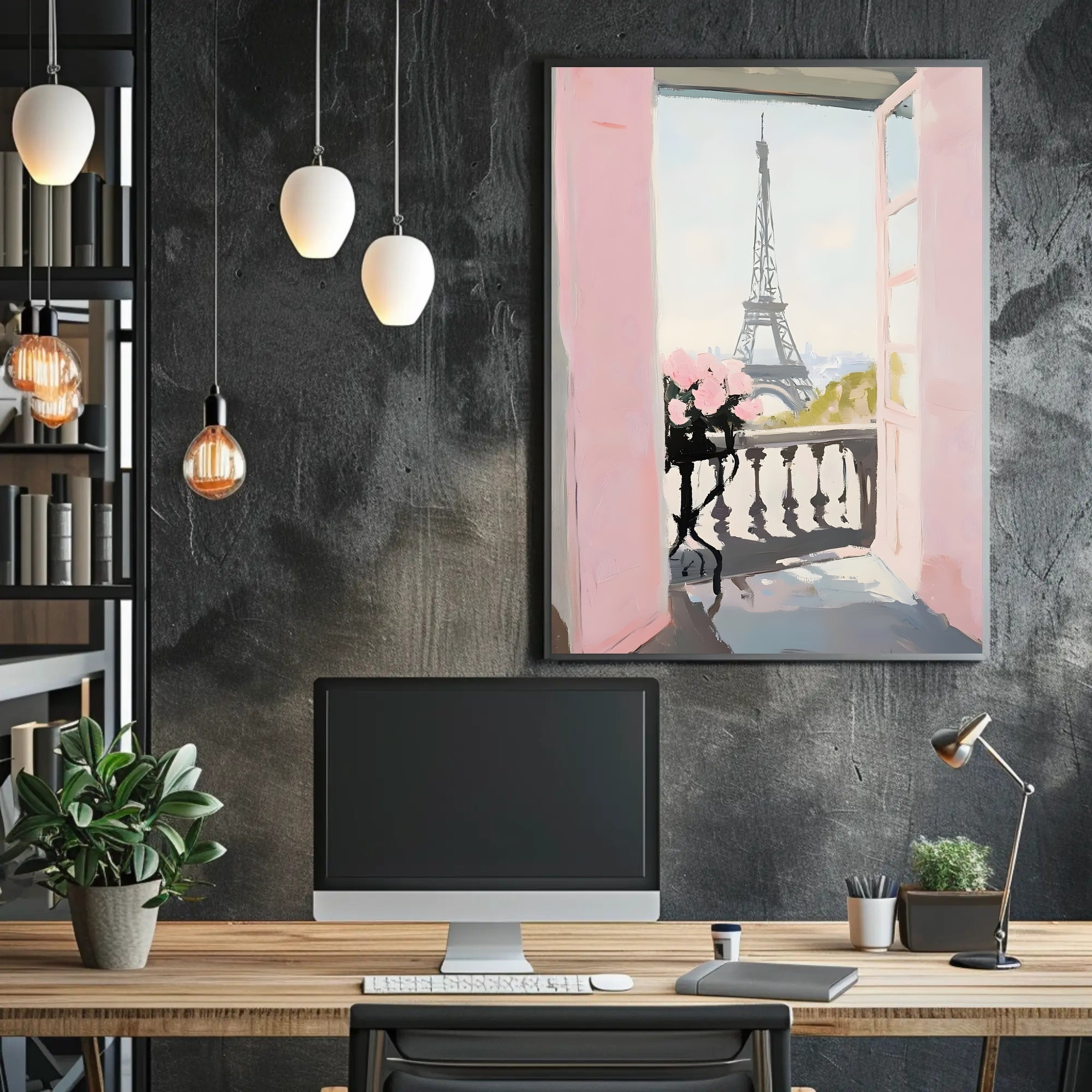 Paris Balcony View Poster Romantic Parisian Wall Art