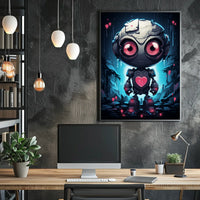 Robot Heart Poster: Futuristic Whimsy Meets Dystopia