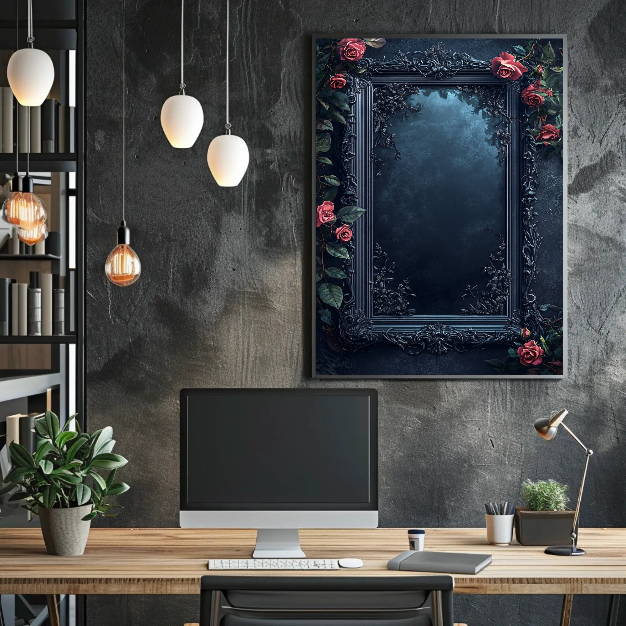Enchanted Mirror With Roses Poster