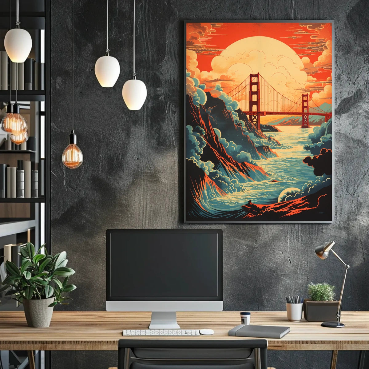 Golden Gate Bridge Dynamic Landscape Travel Poster