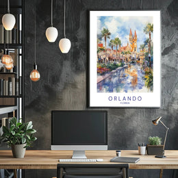 Orlando Watercolor Scene Poster PosterGoat