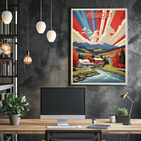 Vibrant Vermont Landscape: Vintage Travel Poster