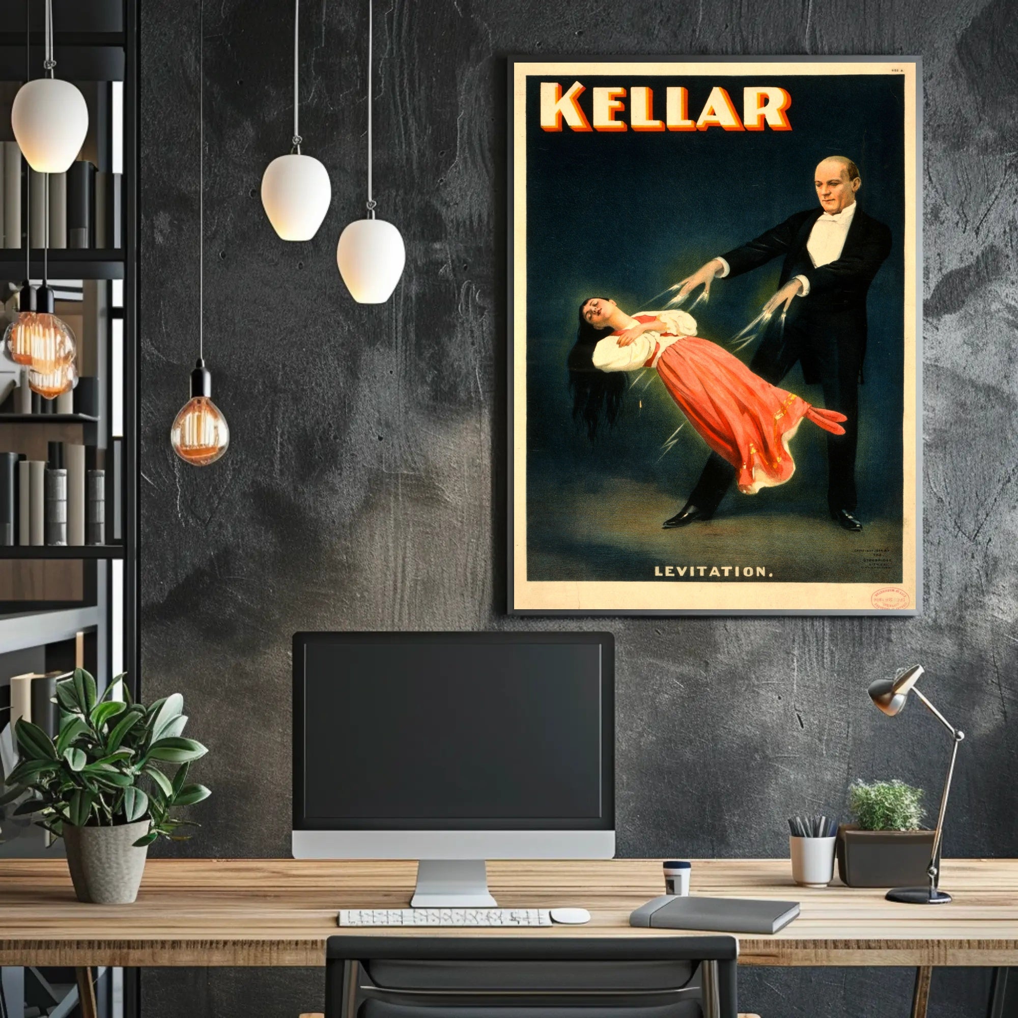 Vintage Levitating Magician Magic Show Historical Poster