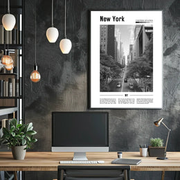 New York City Vintage Street Scene Poster Classic Wall Art