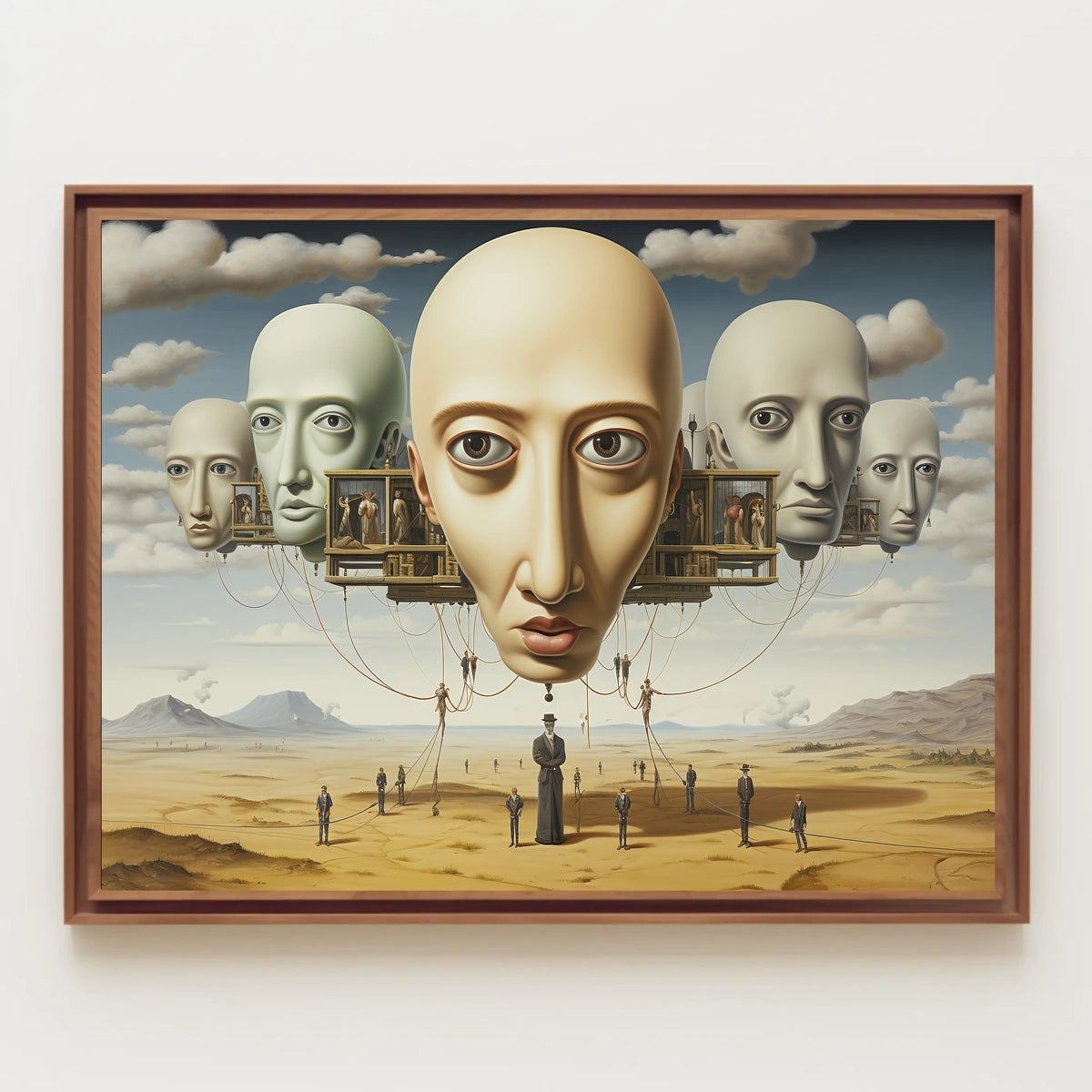 Surreal Dreamscape with Floating Heads - Abstract or Artistic Poster
