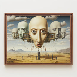 Surreal Dreamscape with Floating Heads - Abstract or Artistic Poster