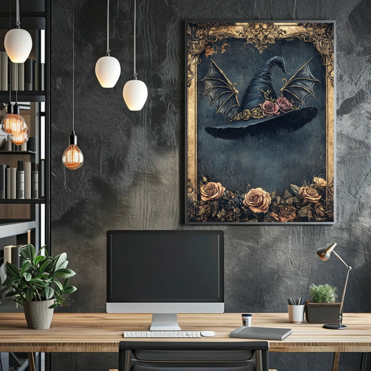 Magical Witch's Hat with Roses Artistic Poster