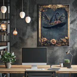 Magical Witch's Hat with Roses Artistic Poster