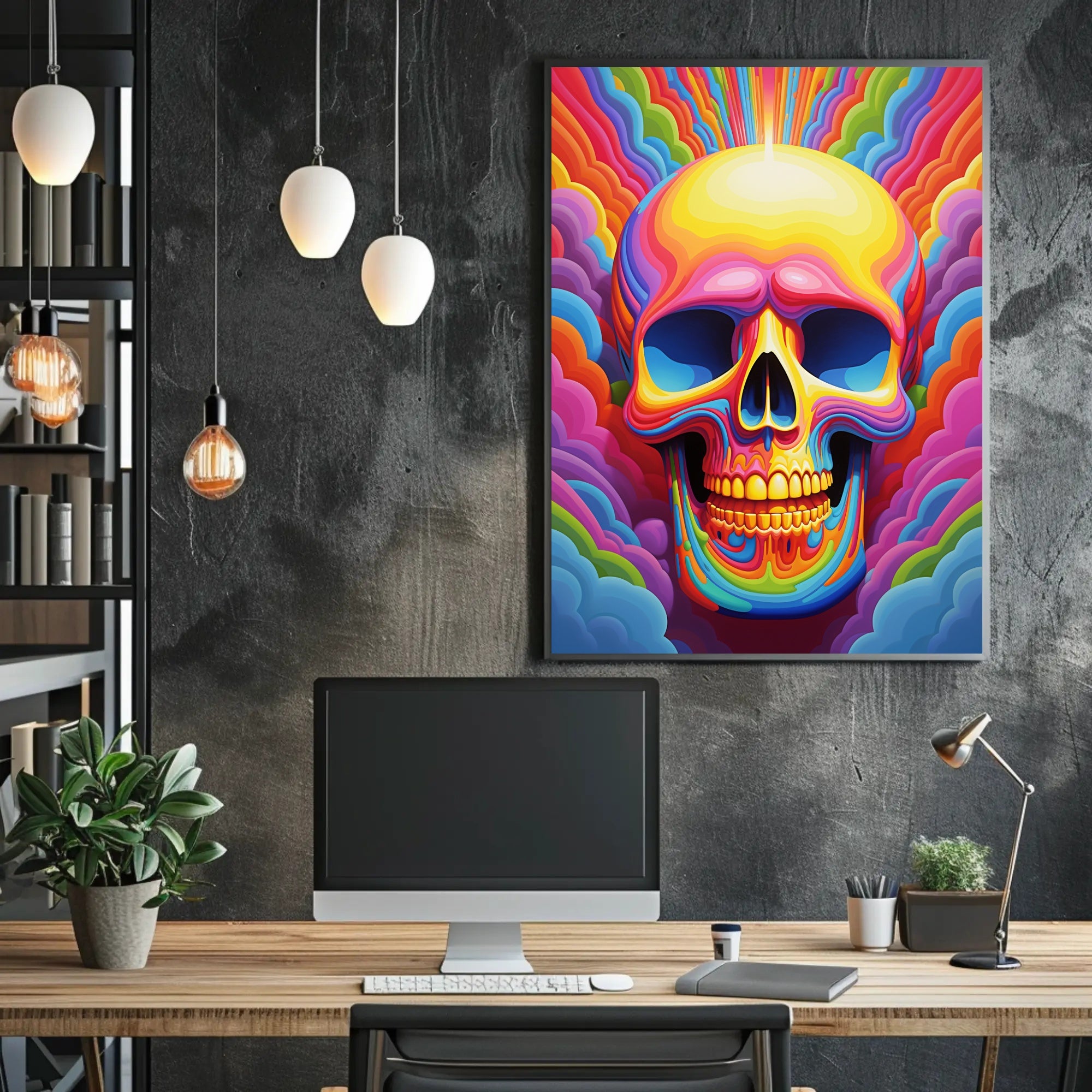 Vivid Skull Illusion Poster PosterGoat