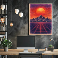 Surreal Retro-Futuristic Synthwave Art Futuristic Sci-Fi Poster