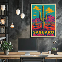 Saguaro National Park Vintage Desert Landscape Poster