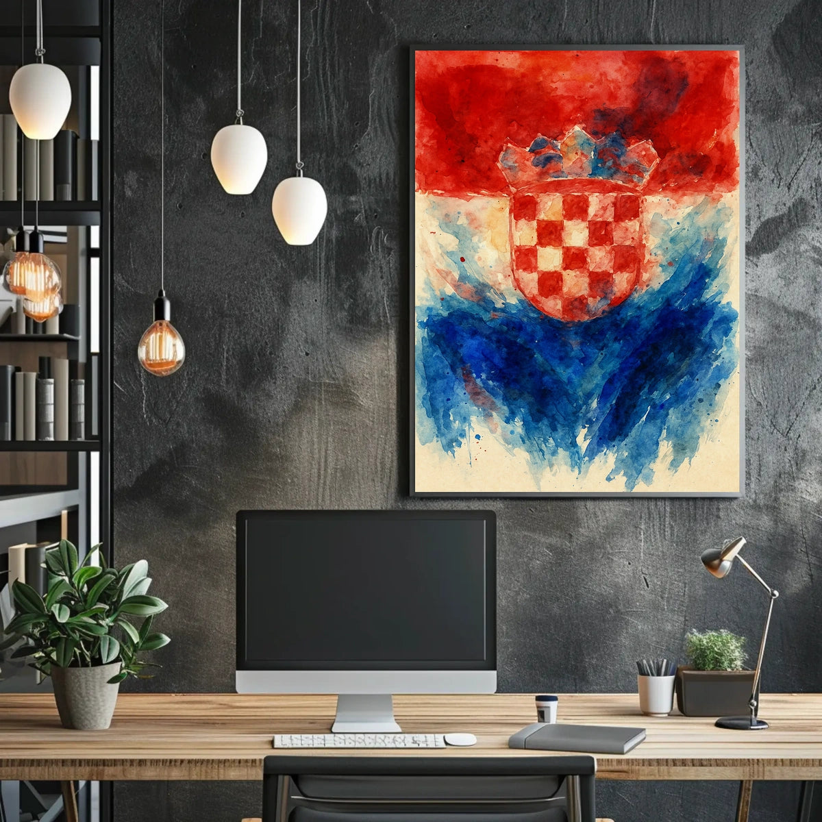 Croatian Coat Of Arms Watercolor Art Poster