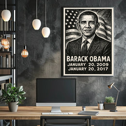 Barack Obama 44th President of the United States B & W Comic Sketch Poster