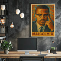 Malcolm X Mosaic Portrait Poster