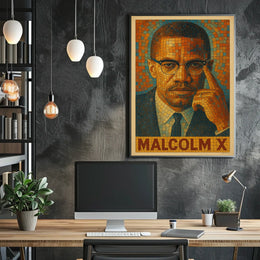 Malcolm X Mosaic Portrait Poster