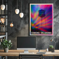 Edmond Oklahoma Water Tower Vibrant Pop Art Digital Painting Decor Lovers Wanderlust Poster