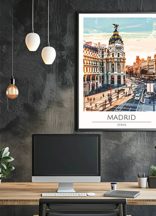 Madrid Urban Landmark Vibrant Digital Art Travel Poster