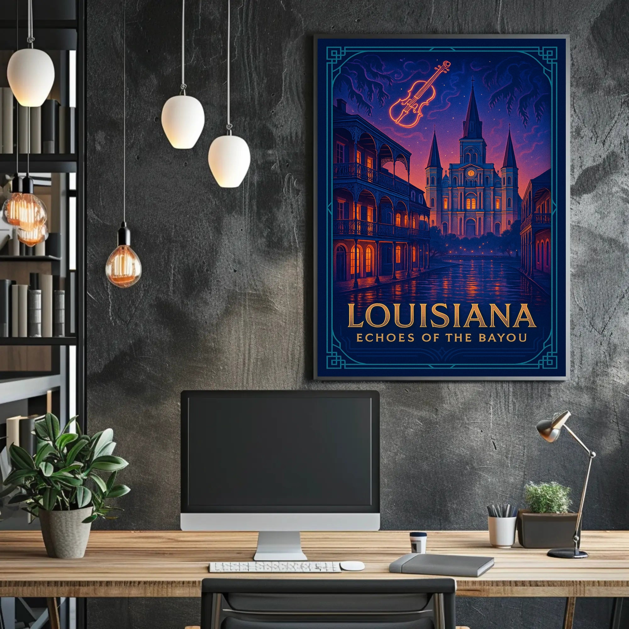 Louisiana Bayou Poster Vintage Travel Wall Art