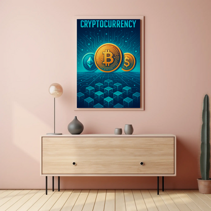 Cryptocurrency Futuristic Digital Tech Poster