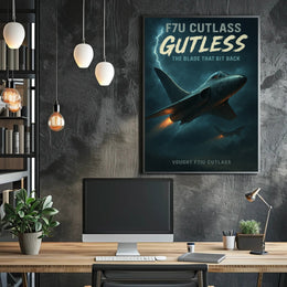F7U Cutlass Aircraft with Lightning Poster