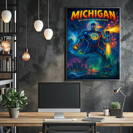 Michigan Superhero Adventure Poster - Cultural or Heritage Poster