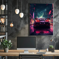 Neon Night Drive Poster PosterGoat