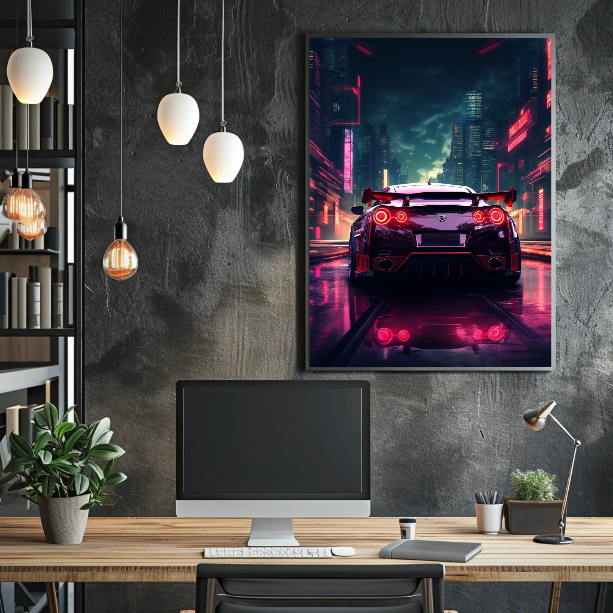 Neon Night Drive Poster PosterGoat