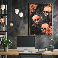 Dark Gothic Skulls and Roses Artistic Poster