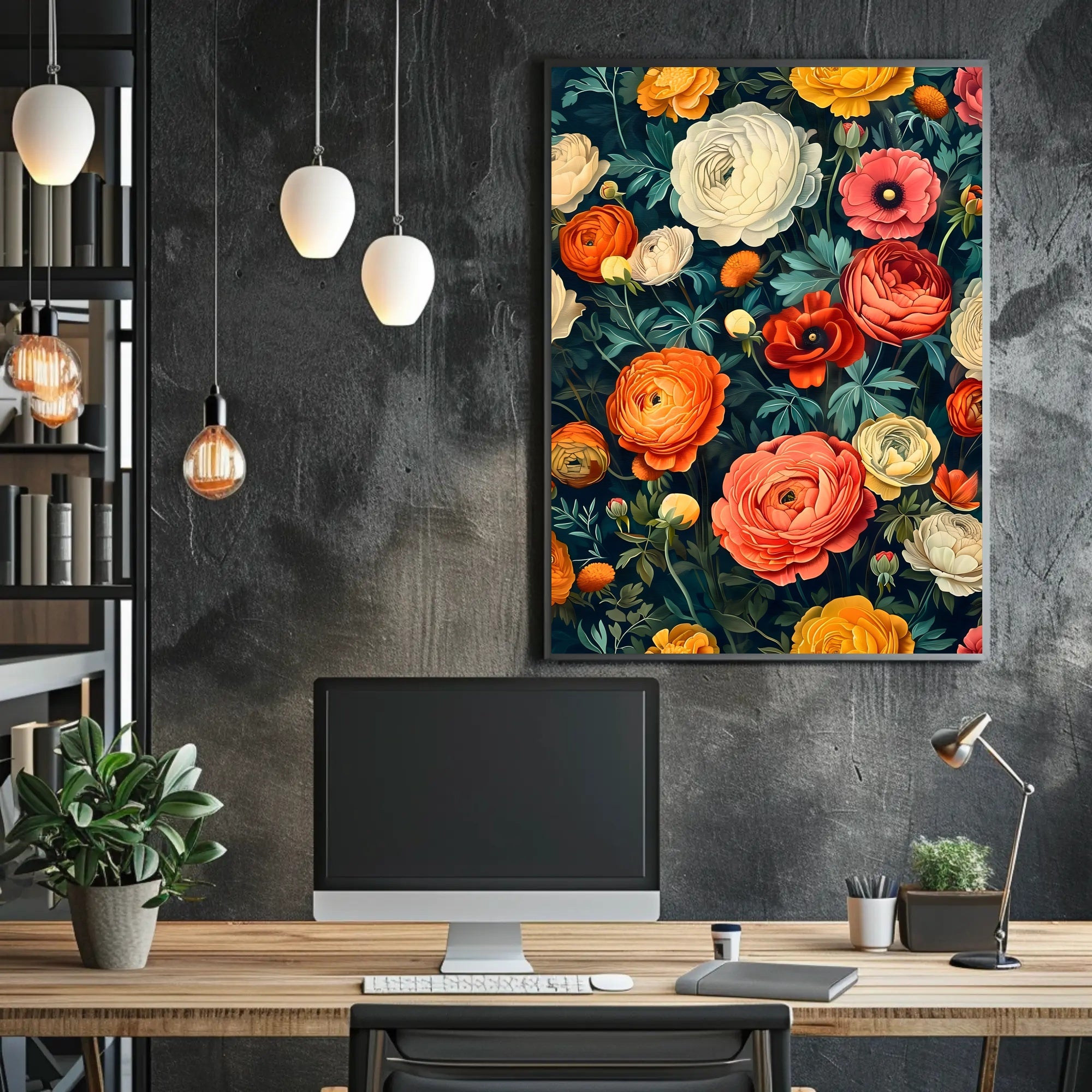 Floral Harmony in Modern Vintage Artistic Poster