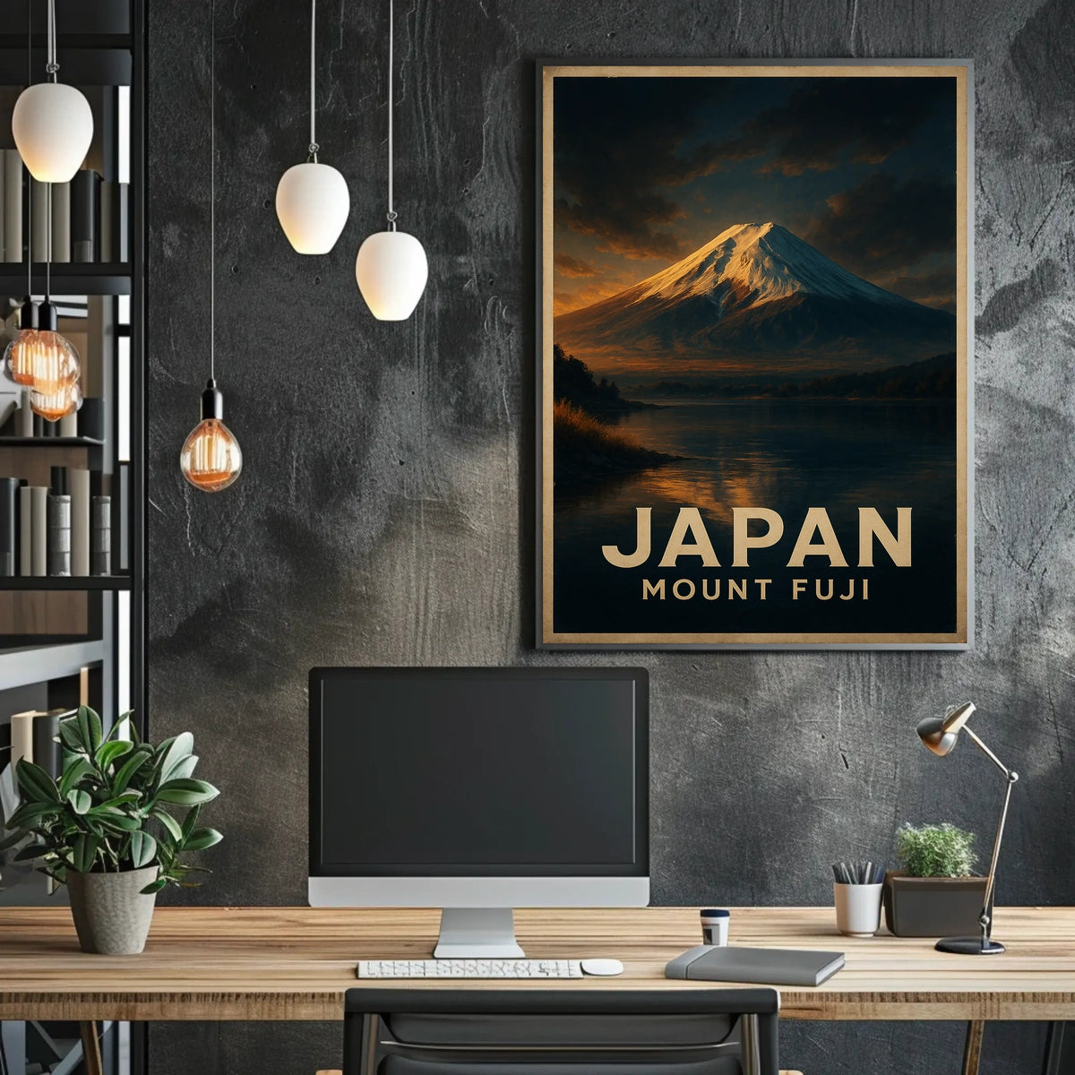 Mount Fuji Sunrise Travel Vintage Poster