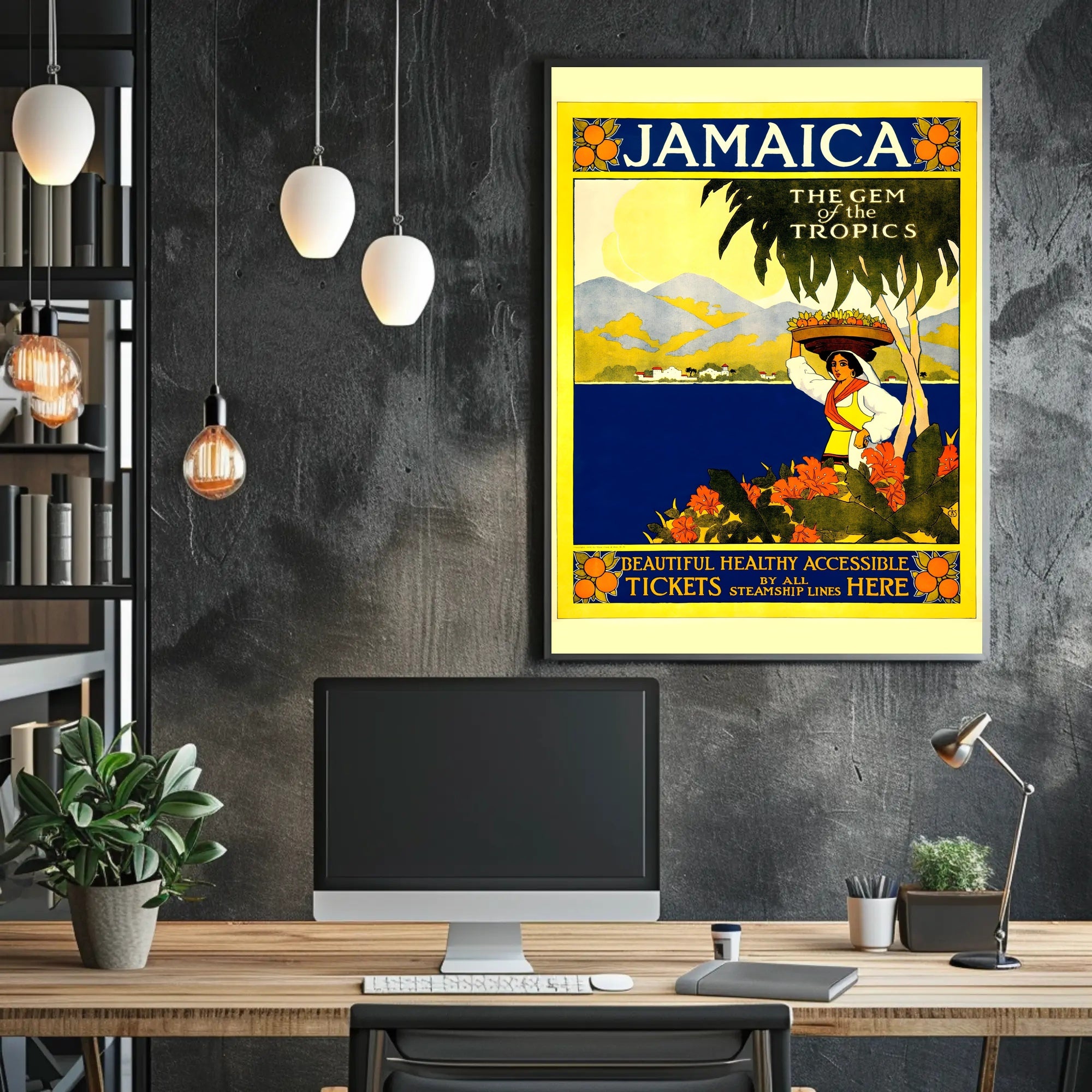 Jamaica Travel Paradise: Vintage Stylized Tropical Adventure Poster