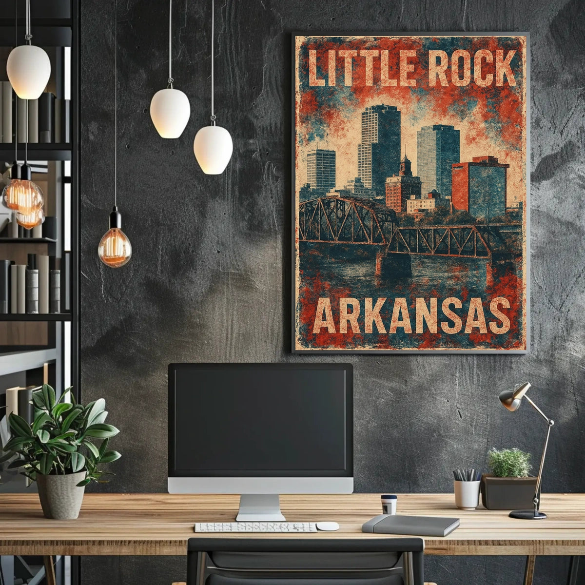 Little Rock Vintage Skyline Retro Nostalgia Poster