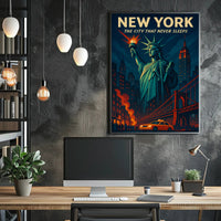 New York Skyline Vintage Travel Poster