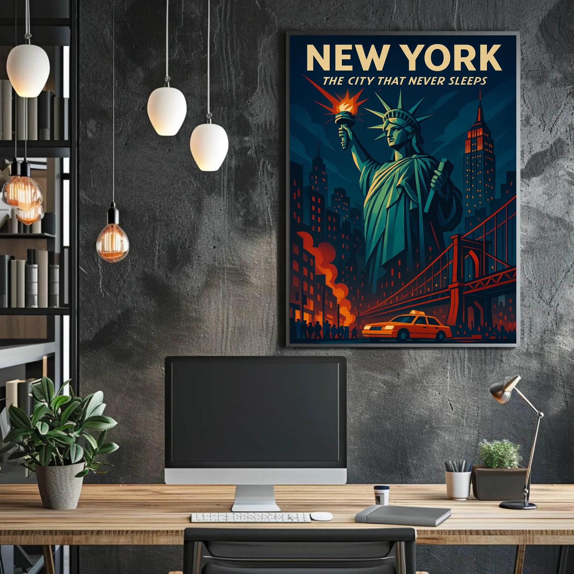 New York Skyline Vintage Travel Poster