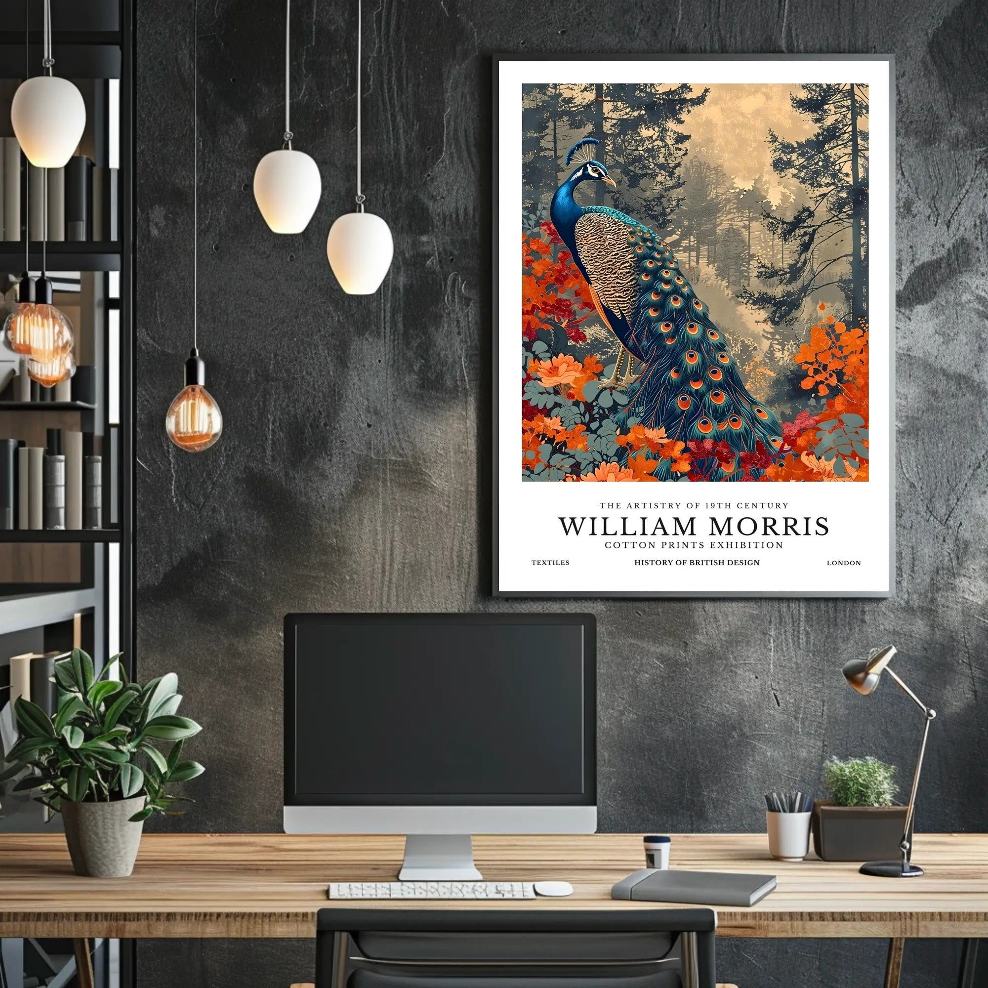 William Morris Peacock Design Cotton Prints Heritage Poster