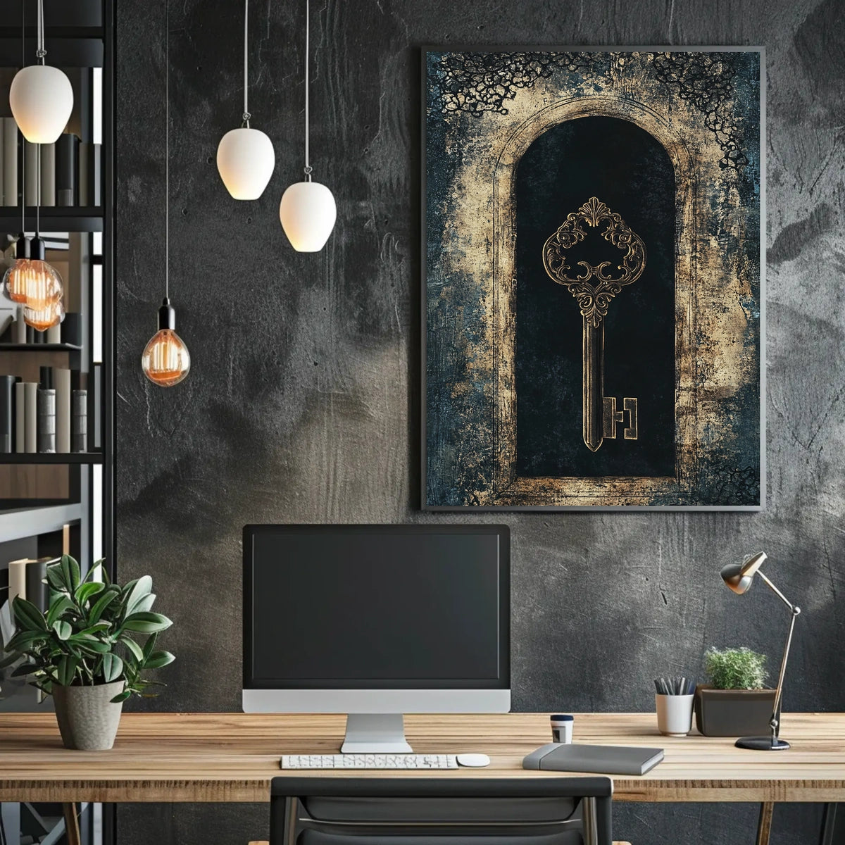 Intricate Antique Key Design Gothic Heritage Poster