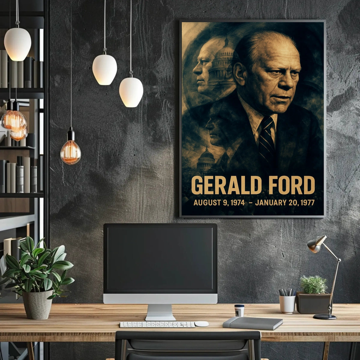 Gerald Ford 38th President of the United States Double Exposure Poster