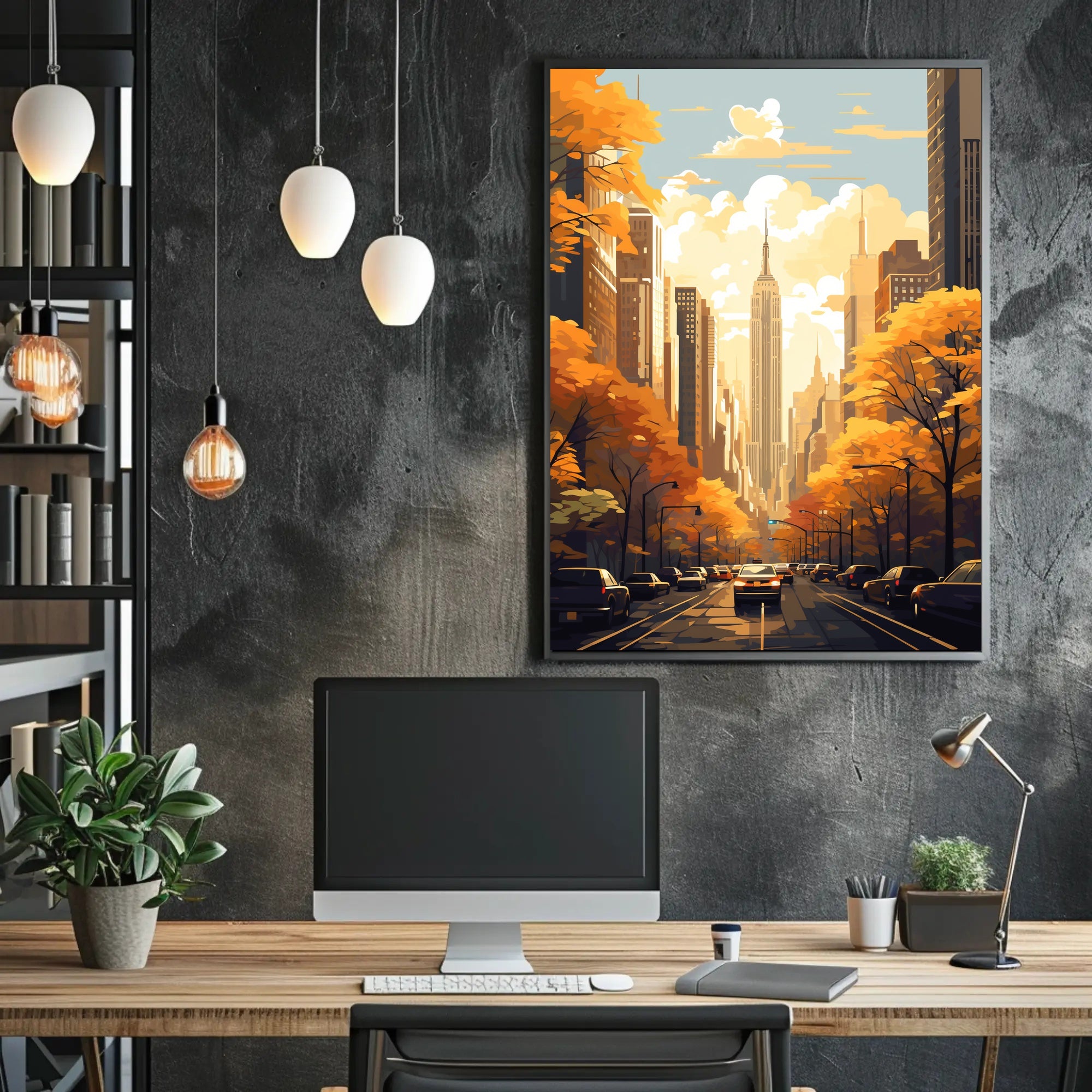 New York Cityscape Illustration Poster Modern Wall Art