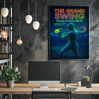 The Grand Swing Neon Tennis Event Poster Retro Wall Art