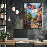 Classic American Town Square Street Scene Vintage Poster