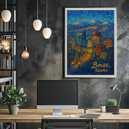 Boise, Idaho A Nighttime Cityscape Poster