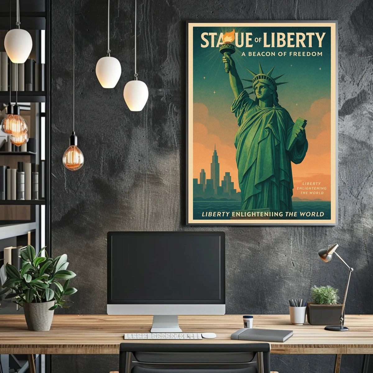 Statue Of Liberty NYC Travel Poster Vintage Wall Art