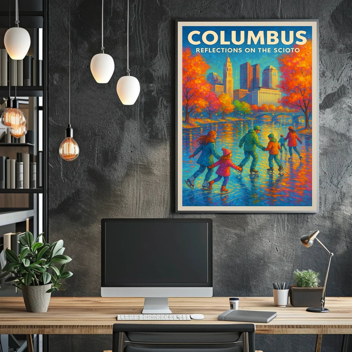 Columbus Reflections On The Scioto Poster